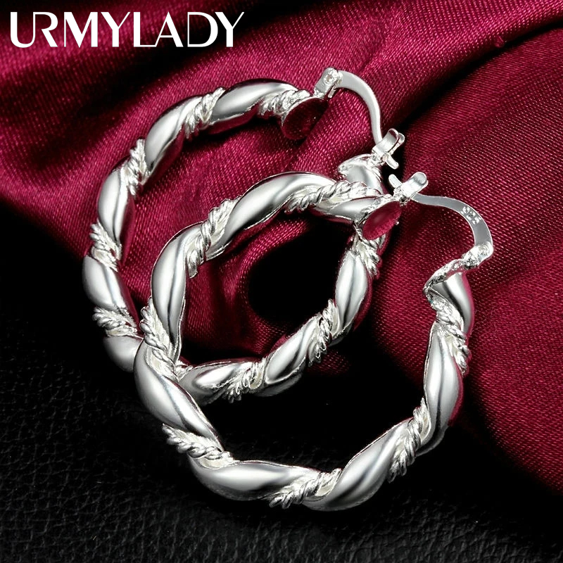 Pendientes de aro de Plata de Ley 925 de alta calidad para mujer, joyería de moda para fiesta y boda, regalos de Navidad elegantes