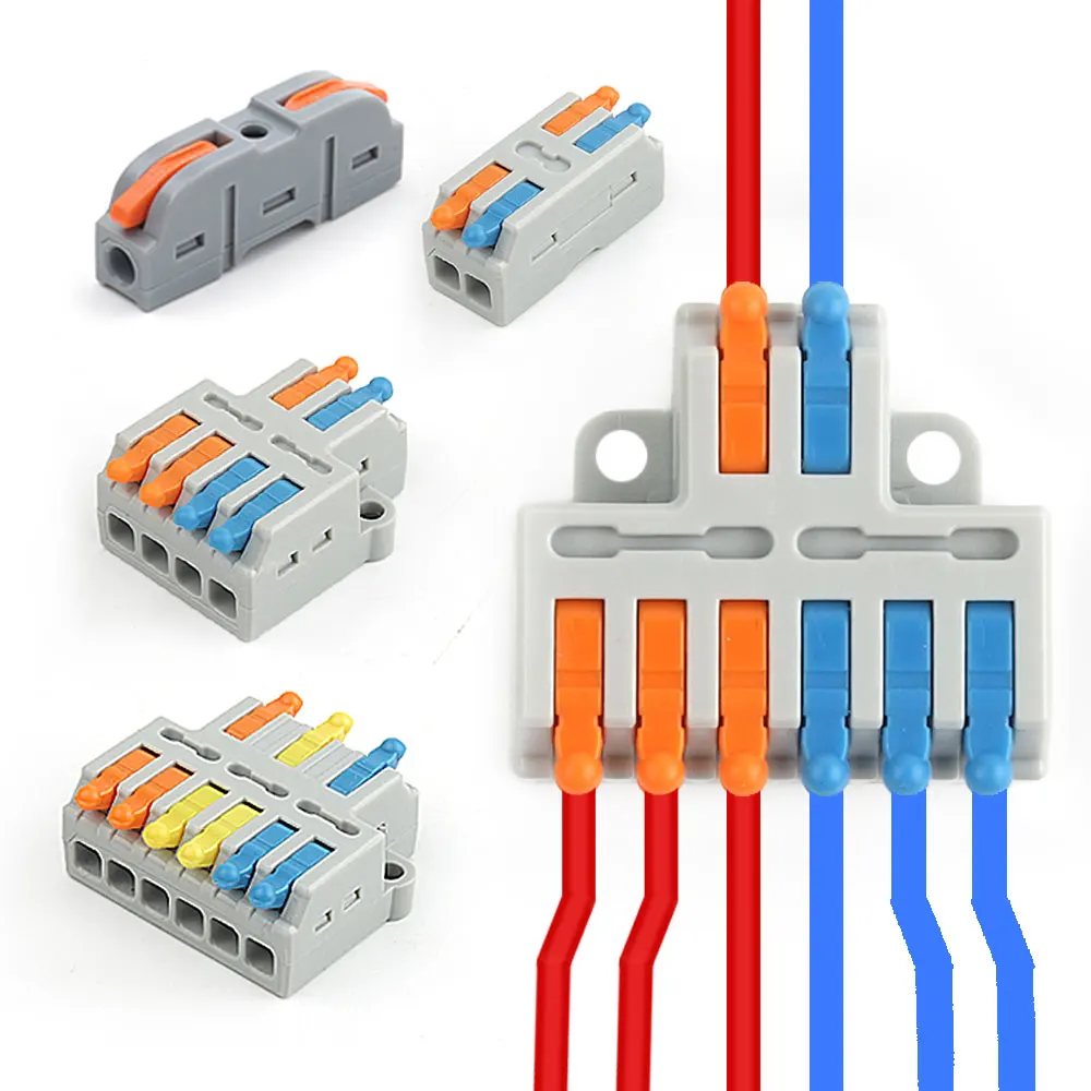 10/50 PCS Mini Fast Wiring Connectors Universal Compact Lever Crimp Splitter Electrical Conductors Push-in Home Terminal Block