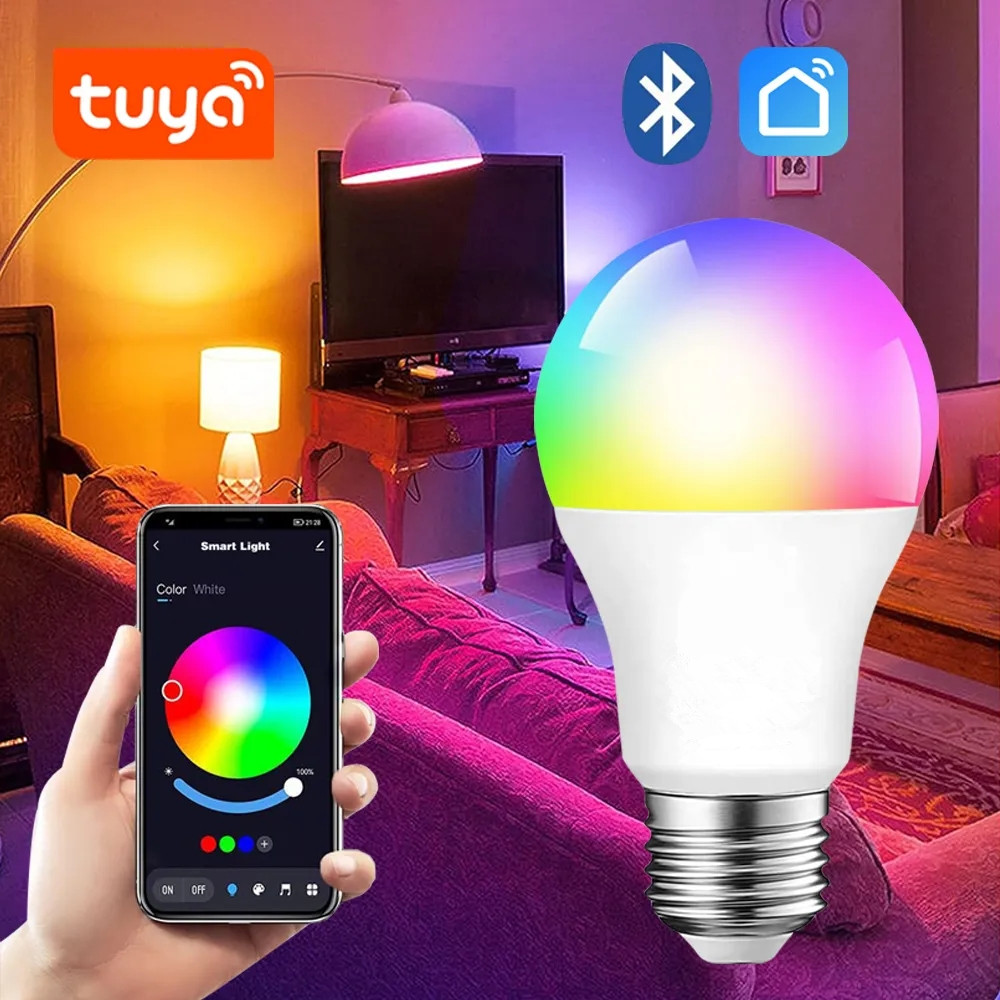 Tuya Bluetooth Slimme Lamp RGBCW E27 LED Slimme Gloeilampen 85-265V 9W APP Controle Dimbaar voor Thuis Slaapkamer Kerstfeest Decor