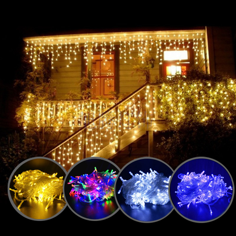 4M 96Leds 220V Ghirlanda di Natale LED Tenda Ghiacciolo Luci della stringa Caduta 0.4-0.6m Luce natalizia Giardino Strada Decorativa all'aperto