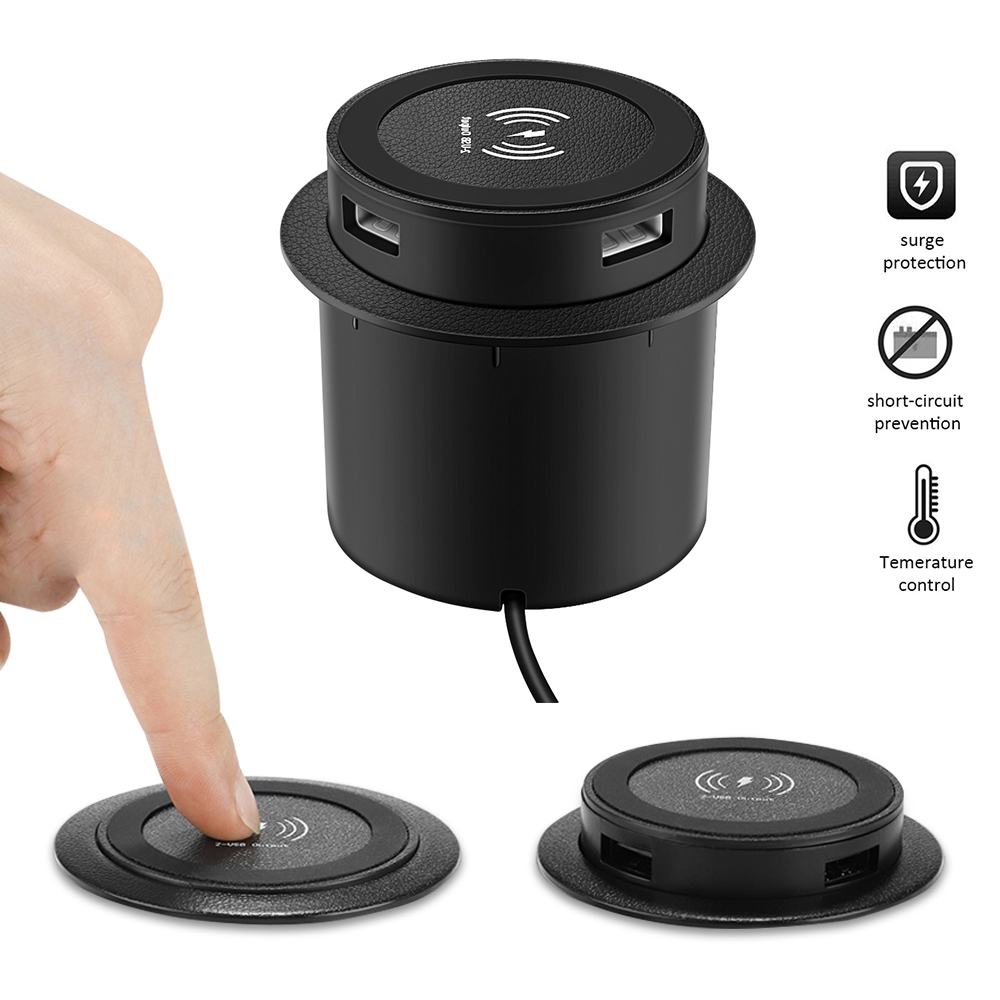 30 ワットワイヤレス充電器埋め込みデスクトップ高速ワイヤレス充電 iPhone/サムスン/Huawei/Xiaomi 携帯電話デュアル USB