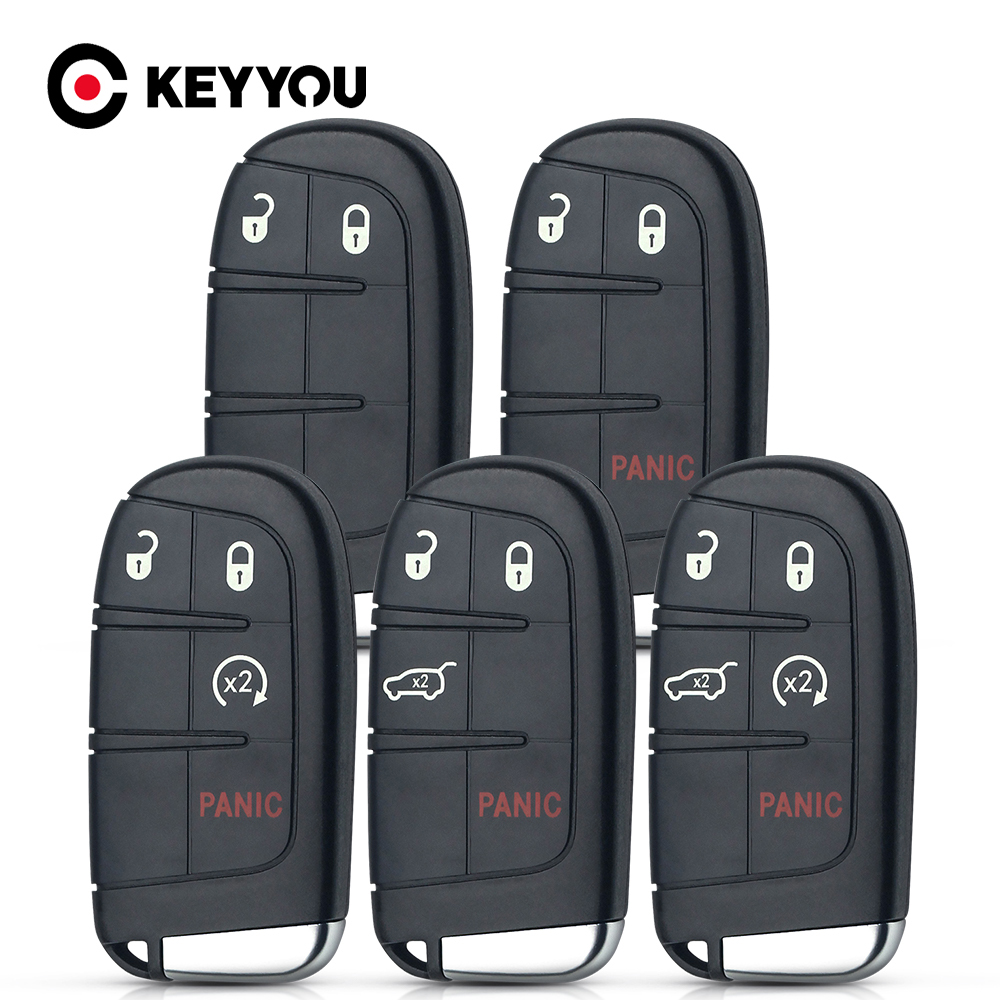 KEYYOU – coque de clé intelligente de voiture, 2/3/4/5 boutons, pour Chrysler, Jeep Cherokee Dodge Ram 1500 2500, chargeur de voyage Challenger Durango