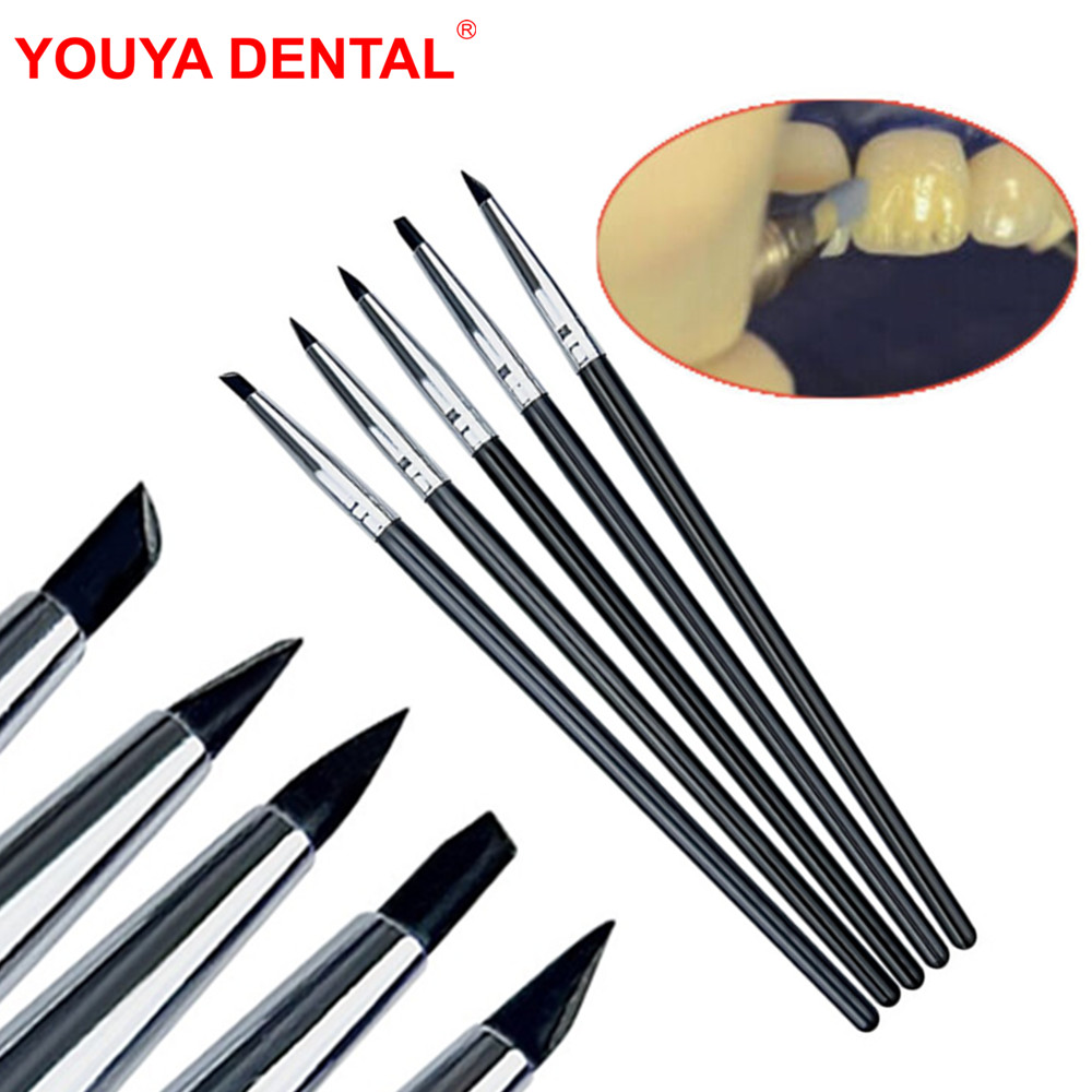5pcs Tandheelkundige Vormgeven Siliconen Tand Tool Tandheelkundige Hars Borstel Pennen Voor Lijm Composiet Cement Porselein Tanden Gereedschap Mondhygiëne