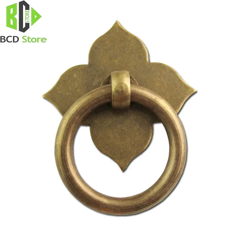 BCD Antique Drawer Pulls Kitchen Door Handles And Knobs Brass Leaf Shape Cabinet With Screw Hardware Ancient Furniture