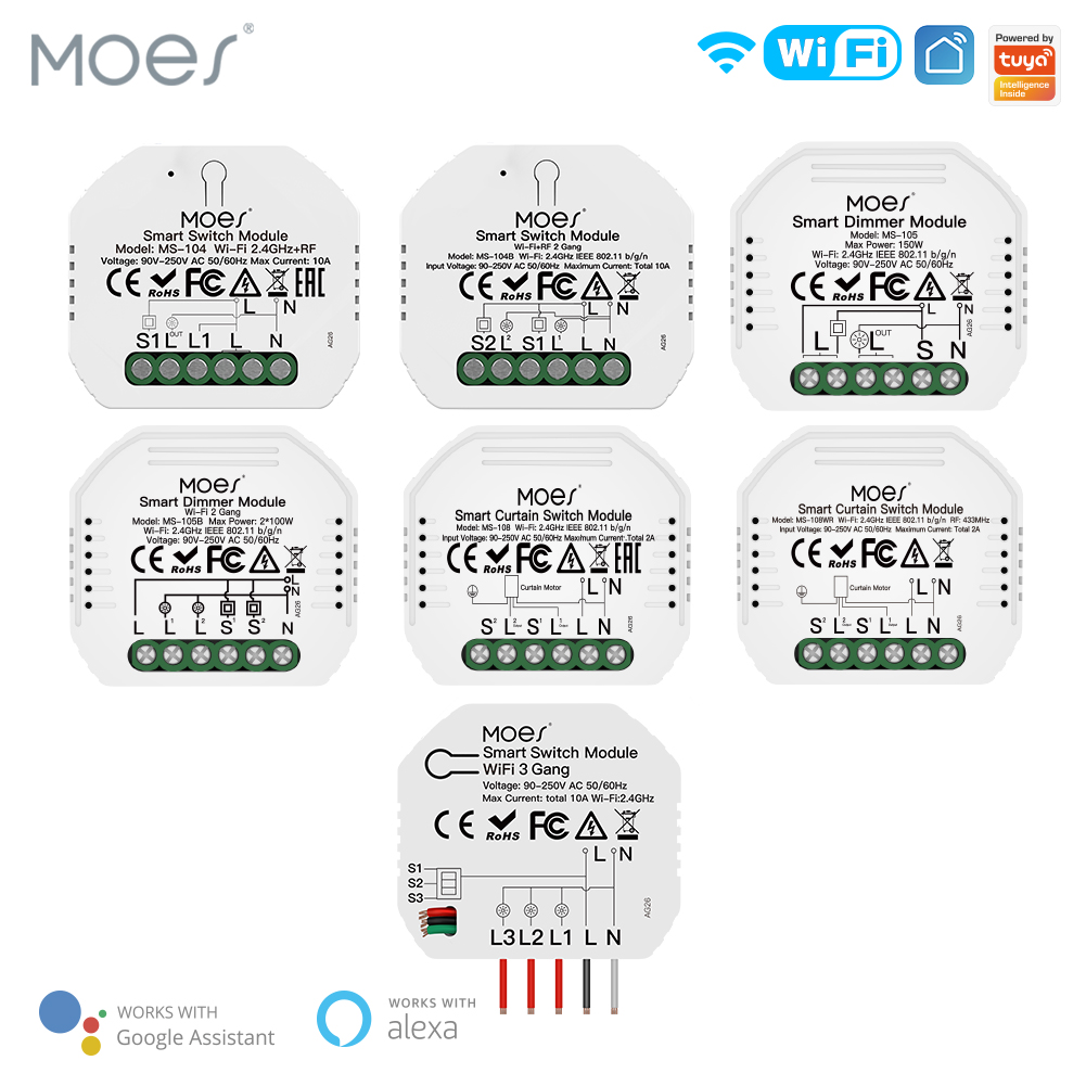 MOES WiFi Smart Licht Dimmer Modul/Schalter Modul Smart Leben Tuya Fernbedienung Arbeit mit Alexa Google Home 1/2 weg 1/2 Gang