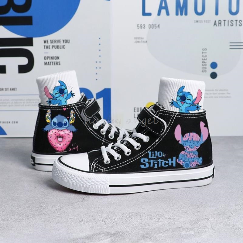 Lilo e stitch crianças tênis de lona meninos moda antiderrapante respirável sapatos esportivos meninas estudante sapatos casuais das crianças