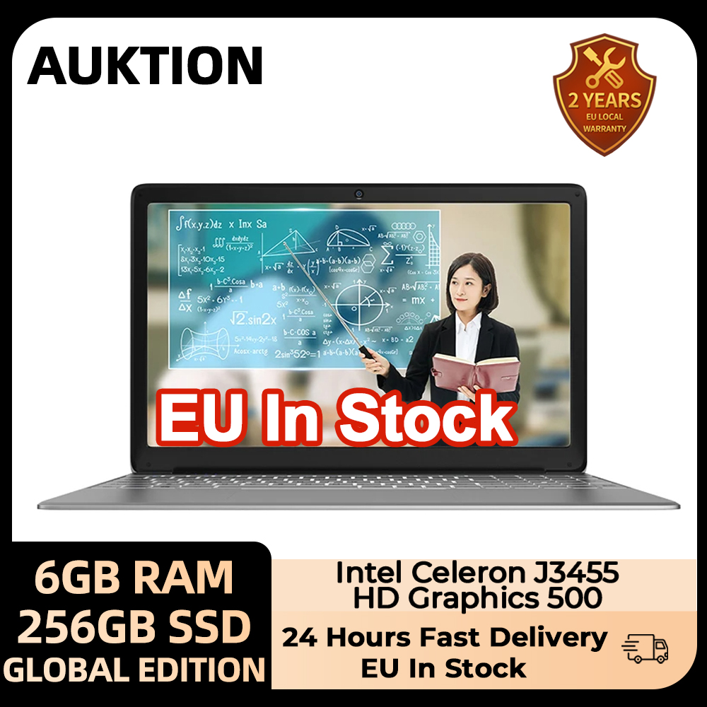 AUKTION Laptop AK08S 15,6-calowy laptop Intel J3455 Quad Core 6GB RAM 256GB SSD Ultra-Thin Computer Notebook For Office Study