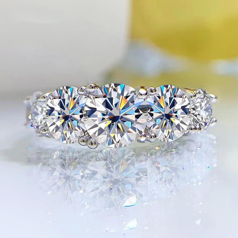 Anelli Moissanite placcati 18k 3.6CT per donna 5 pietre fede nuziale con diamanti scintillanti gioielli in argento sterling S925 GRA