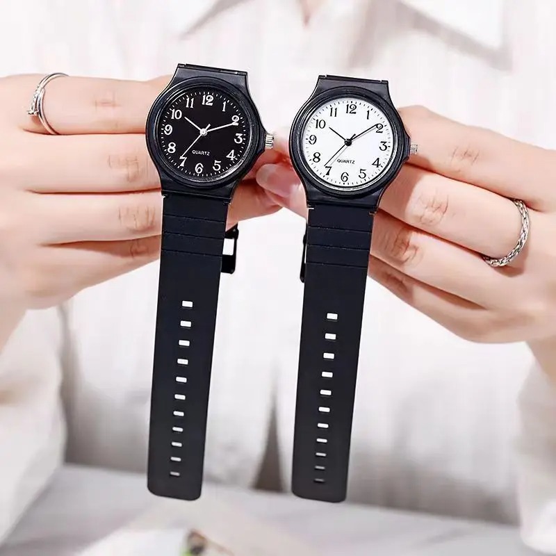 Simple Women's Quartz Watch Waterproof Silicone Strap round Small Dial Student Exam Watch for Ladies