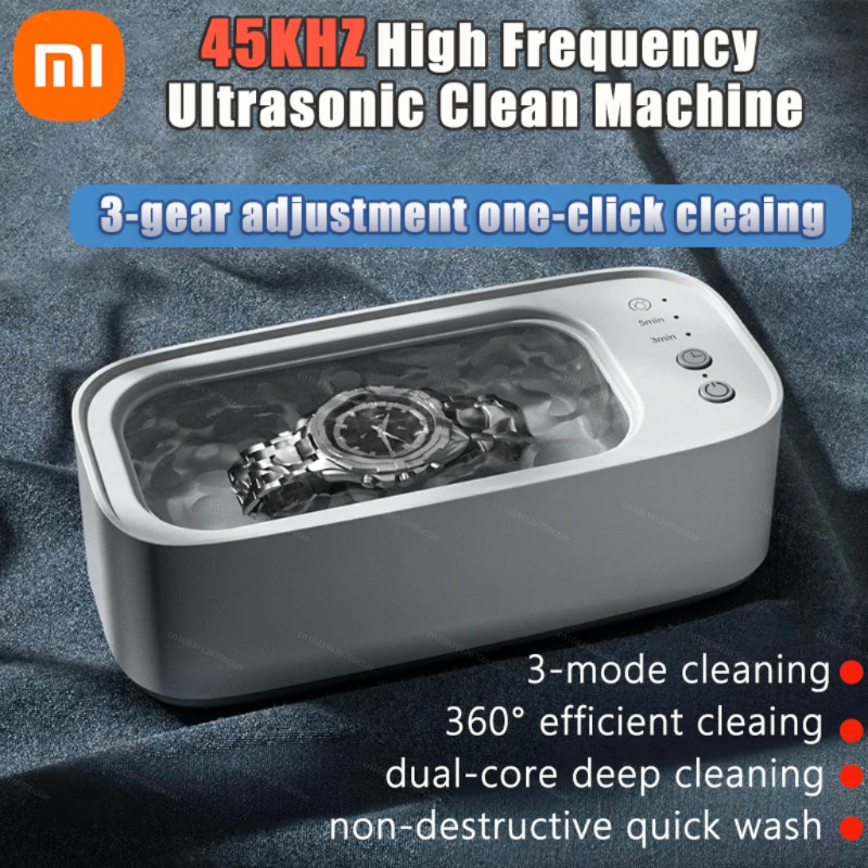 Ultrasónico Xiaomi 360 °   Limpiador de joyería con vibración de alta frecuencia, 45KHZ, limpiador de cejas, sincronización para relojes, herramienta de maquillaje de joyería
