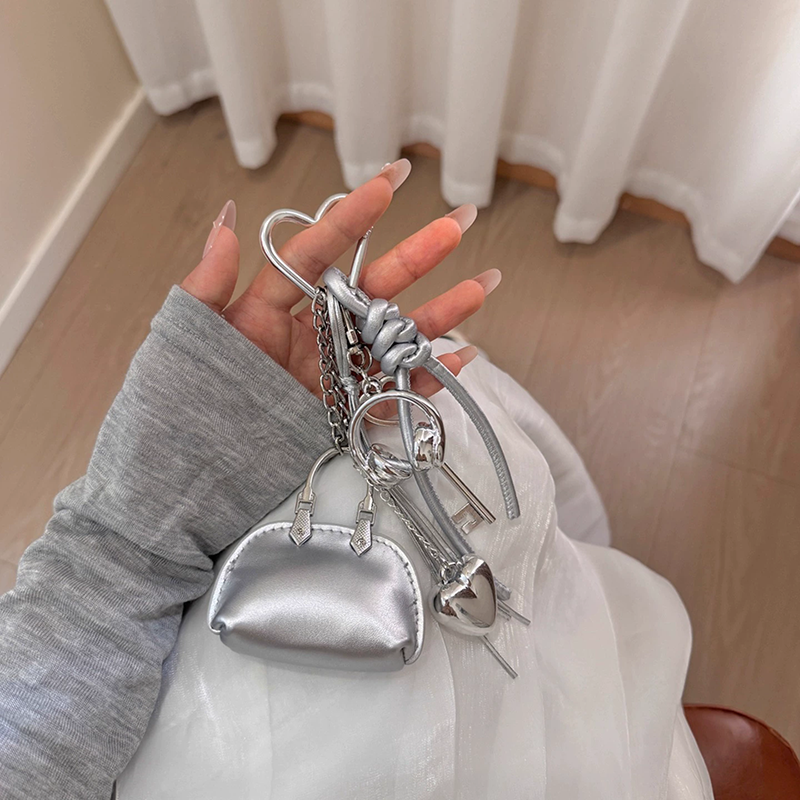 Mini prachtige tas hanger ketting schelp tas sleutelhanger PU leer zilveren tas decor creatieve DIY vrouwen tassen accessoires