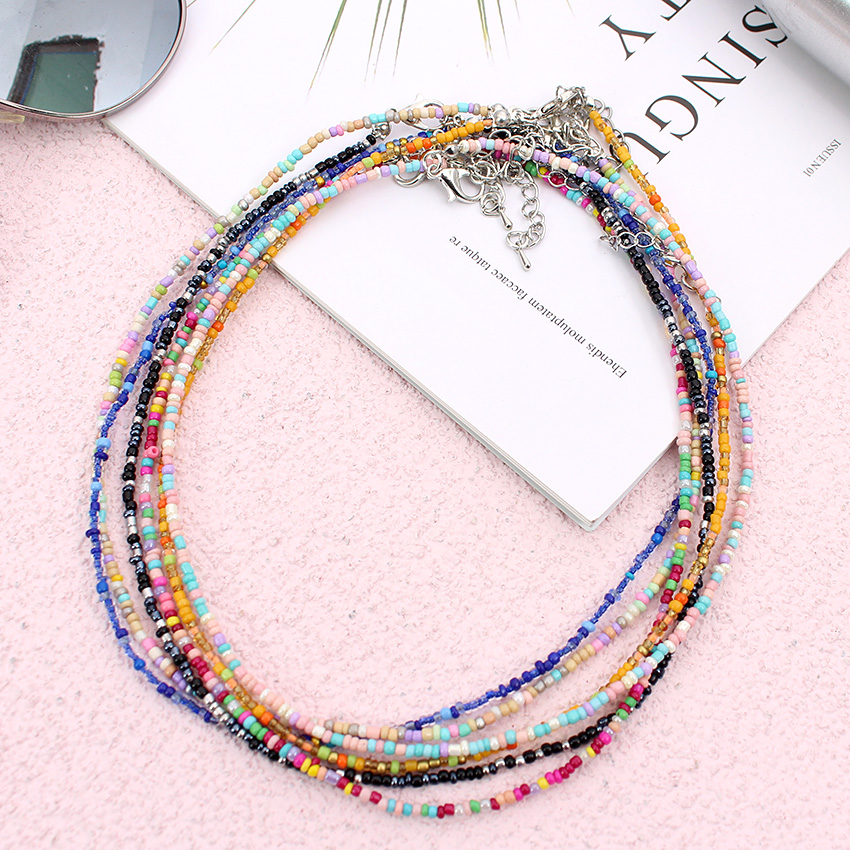 Koraliki Collar koreański Fashion kolorowy krótki łańcuszek Choker Handmade wisiorek damski naszyjnik kobiety biżuteria Boho prezent