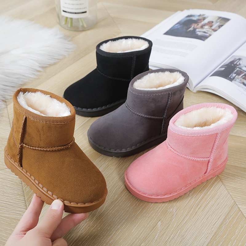 Dziecięce buty śniegowe dla chłopców dziewcząt małe maluchy dziecięce buty termiczne kostki ciepłe klasyczne zamszowe tkaniny stado moda jesienno-zimowa