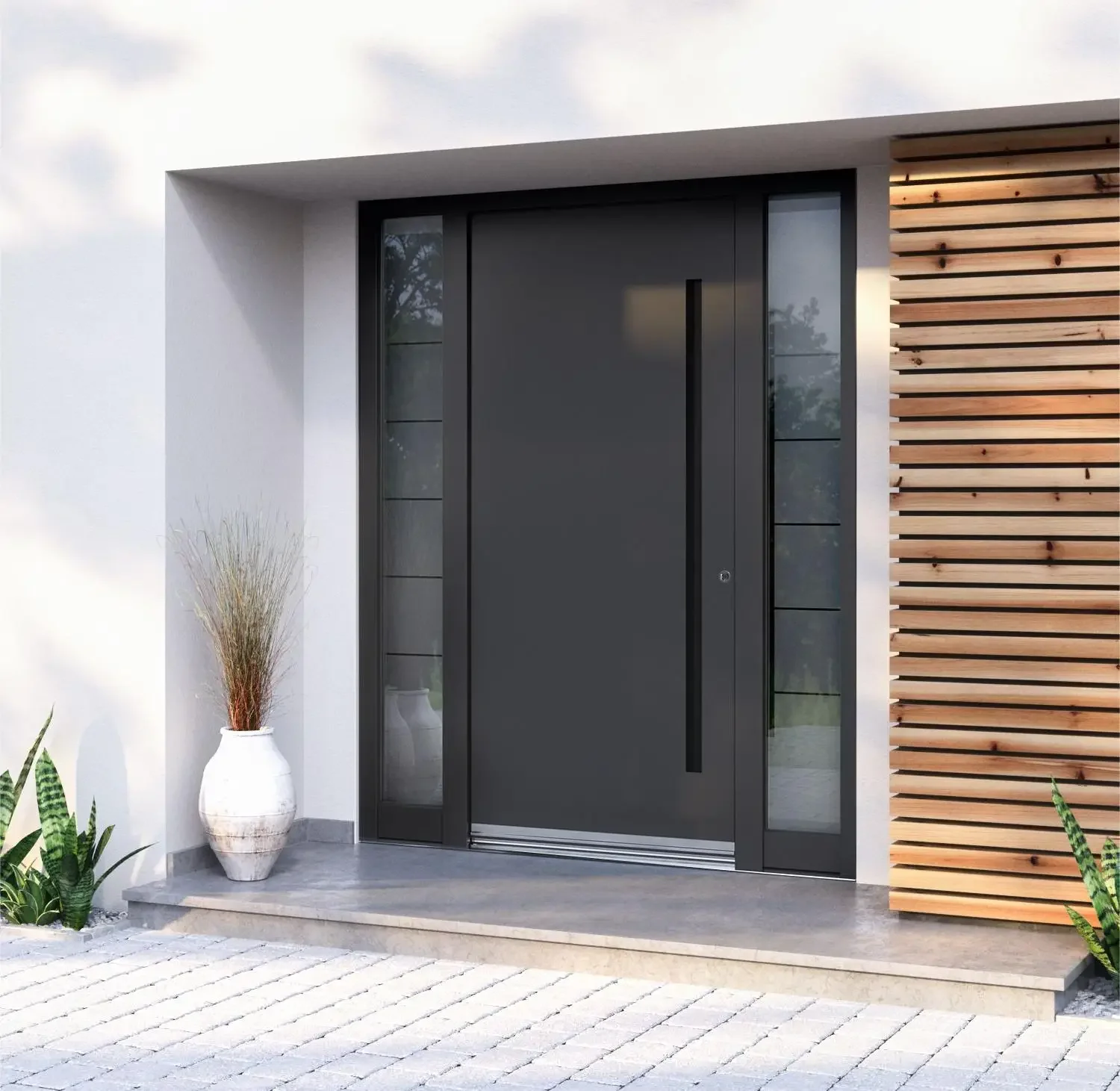 Puertas principales para el hogar, alta calidad, venta al por mayor, exterior, estilo moderno, puerta principal de seguridad, puerta delantera de entrada de aluminio