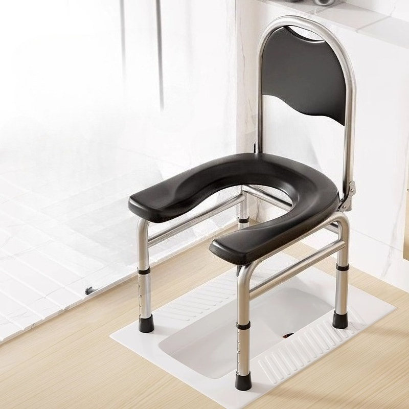 ‌Adjustable Shower Chair, Foldable Toilet Seat Riser, Stainless Steel Commode,Portable Bathroom Stool for Elderly&Pregnancy Care