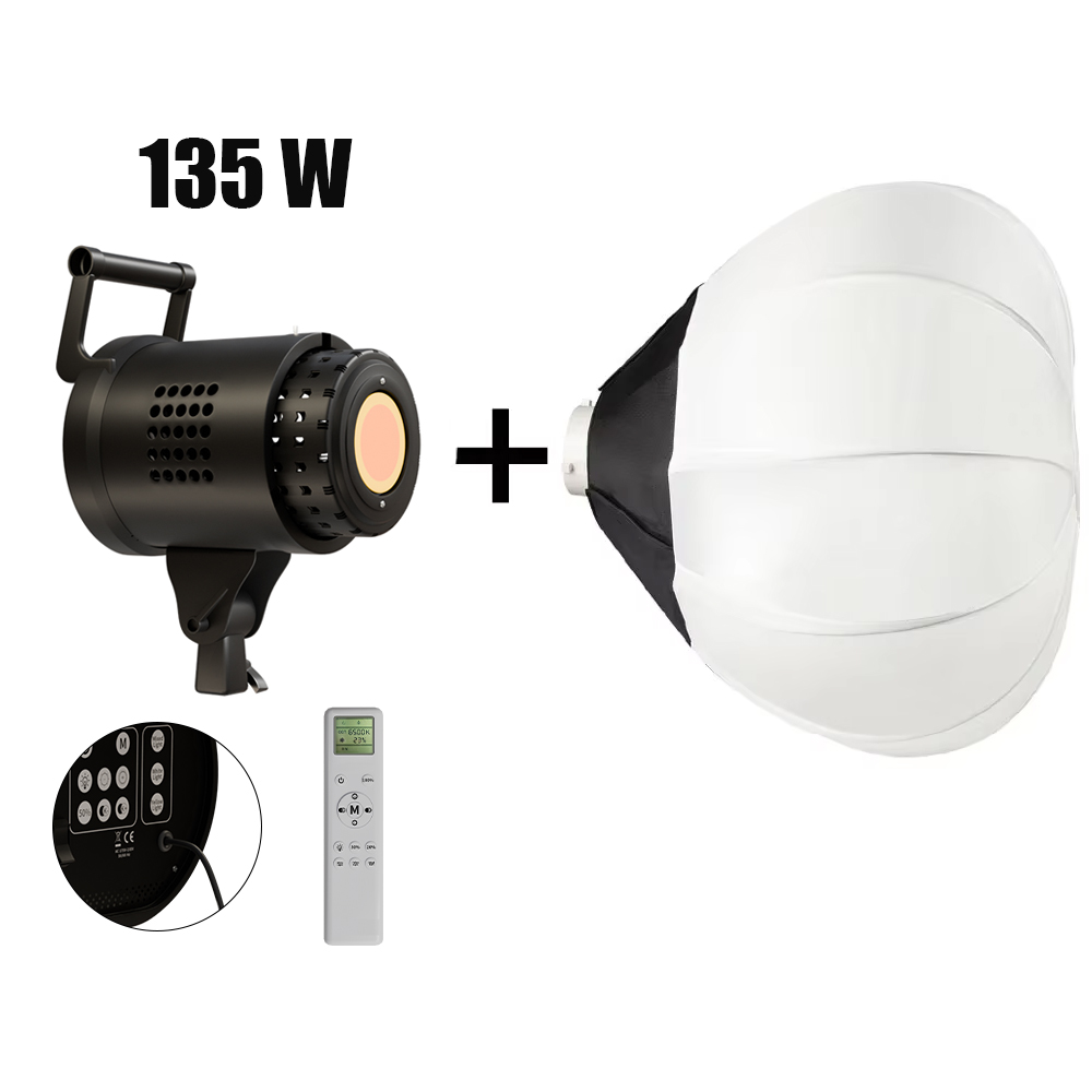 Lampu Video LED COB Fotografi 135W Lampu Matahari Seimbang Cahaya Siang untuk Aksesori Studio Flash Potret Youtube Live