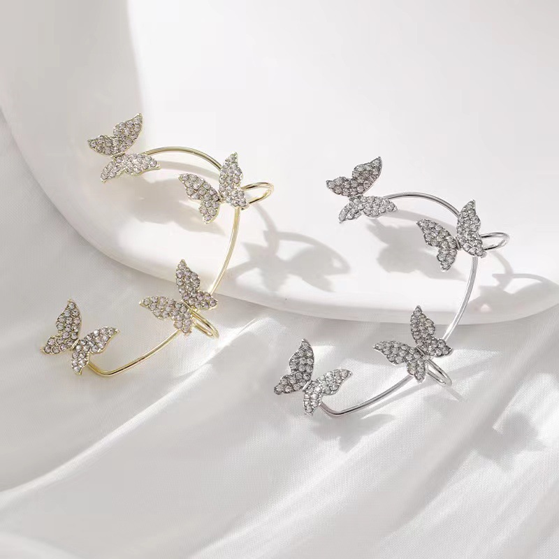 Design hohle Schmetterling Ohrringe Mode exquisite Einzel ohr haken Frauen Mädchen Metall Strass Ohr manschette Kristall Schmuck Geschenk