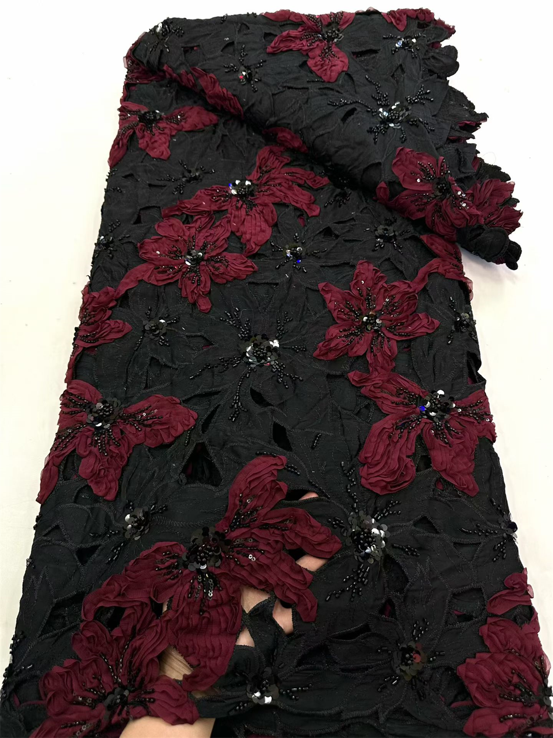 Afrikaanse zware kralen kantstof 2026 hoogwaardige pailletten Franse chiffon voor Nigeriaanse vrouw bruiloft stijl materiaal naaien