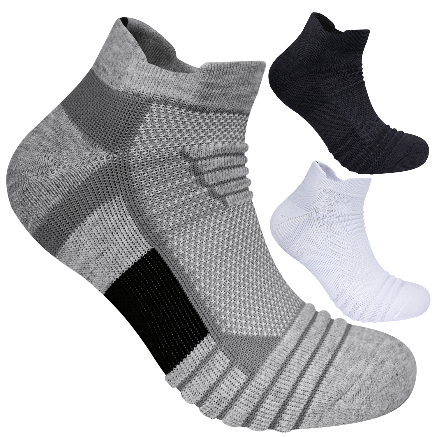 3 paires de chaussettes athlétiques en éponge en maille respirante, rembourrées, gestion de l'humidité et durables, réduisent le pied pour la course, la randonnée et le sport