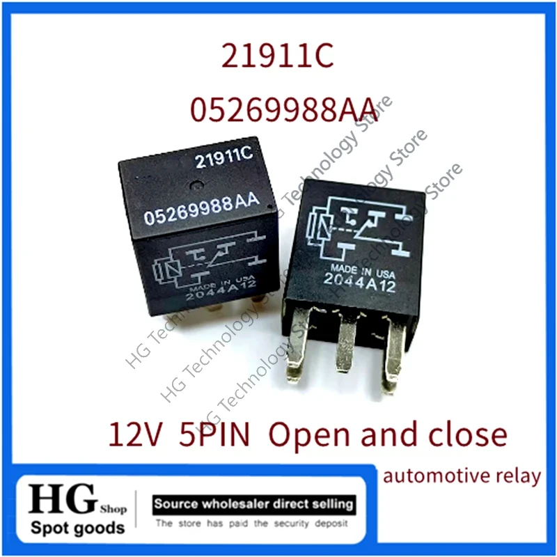 1-5 buah/lot asli 21911C 12V satu terbuka satu dekat DC12V 05269988AA 35A 12V 5PIN relay otomotif