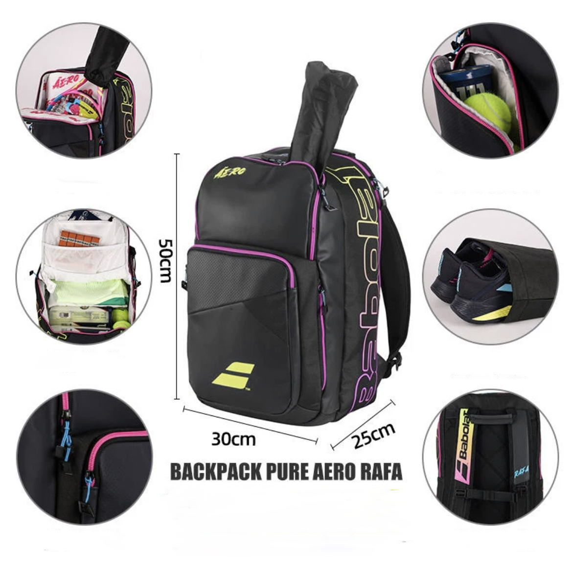 Mochila de tênis babolat original puro strike puro aero rafa raquetes de badminton de tênis profissional mochila para 2-3 raquetes