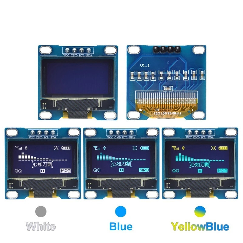 Módulo de pantalla OLED de 0,96 pulgadas I2C IIC 128x64 SS - D - 1306 3,3 V-5 V azul/azul amarillo/blanco para Arduino ESP32 ESP8266