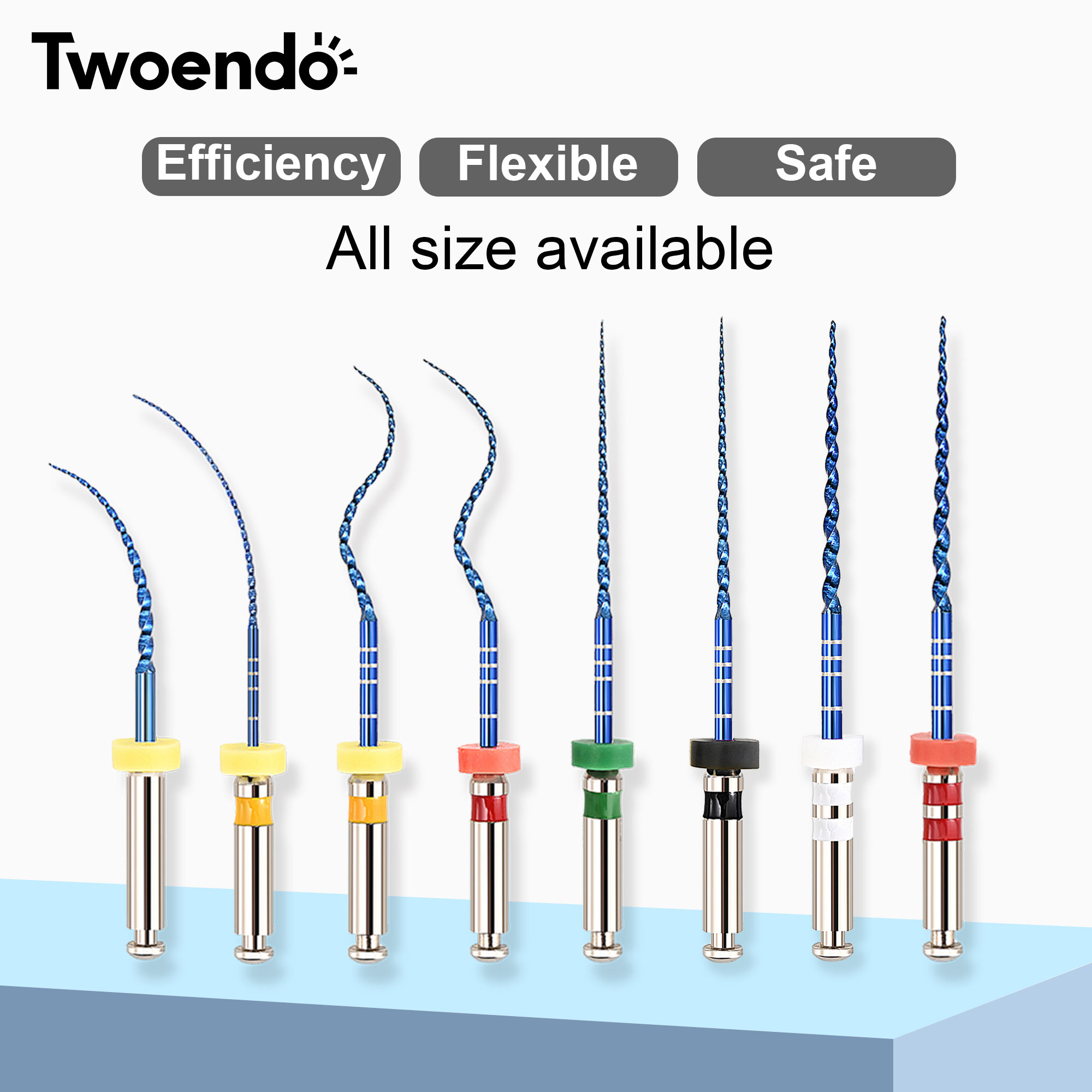 Эндодонтические файлы Twoendo Dental 04 06 Taper Blue, ротационные, из NiTi, термоактивируемые, 31 мм, для подготовки корневых каналов