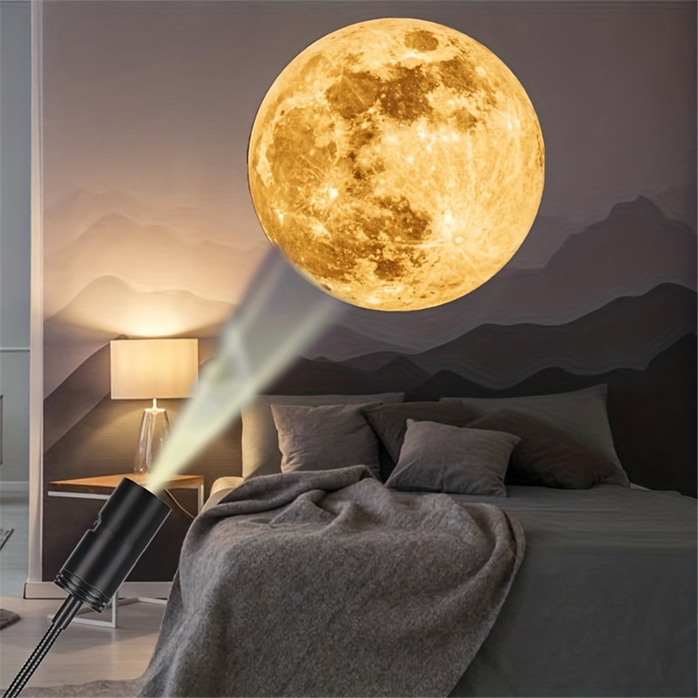 Proyector de Luna y tierra, luz nocturna, USB, lámpara Led de proyección de tierra para dormitorio, techo, regalo, decoración de habitación, foto, fondo, decoración de pared