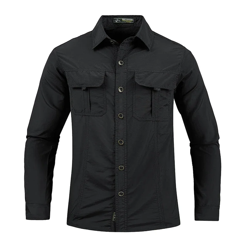 Camisa leve respirável tática multifuncional camisa de trabalho de manga comprida ao ar livre respirável esportes proteção solar