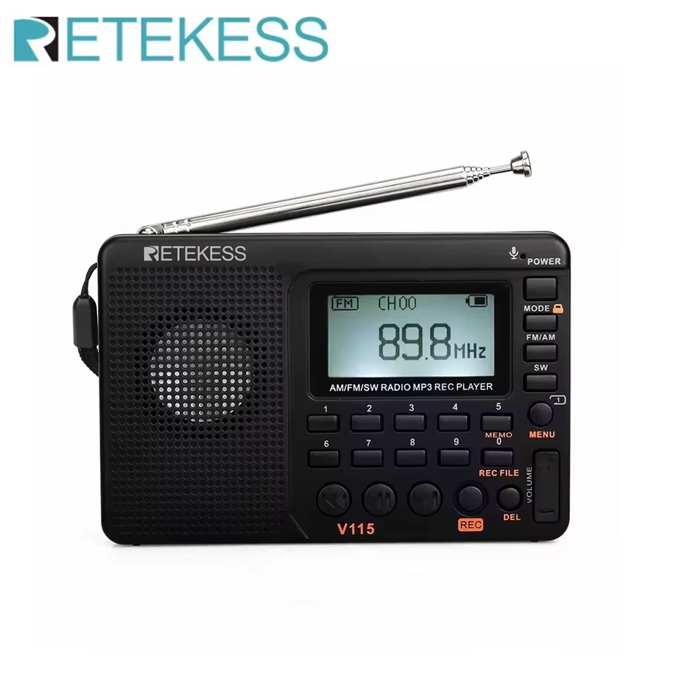 RETEKESS V115 Radio portátil recargable, radio AM/FM/SW multifuncional con receptor de largo alcance y sonido nítido ideal para acampar