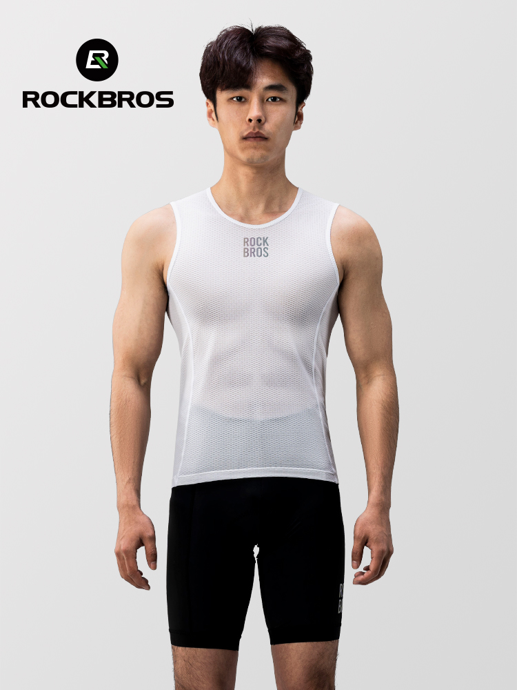 ROCKBROS Fietsvest Ademend Heren Mouwloos Kort Zomerondershirt Windjack T-shirt Sneldrogend Elastisch Mesh Ondergoed
