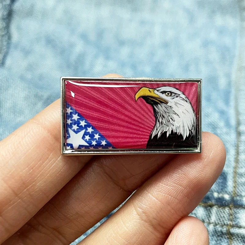 Aksesori Pin kerah lencana elang botak bendera Amerika