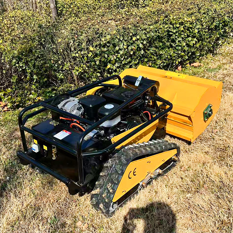 Customized Crawler Lawn Mower for Rough Terrains   Remote Control Automatic Large Fuel Tank Key Engine Component