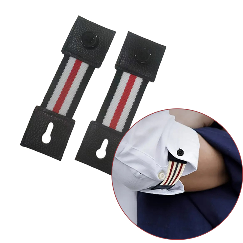 2Pcs Frauen Männer Hemd Manschette Halter Elastische Armband Hemd Hülse Halter Manschettenknöpfe Einstellbare Arm Manschetten Bands Verlängerung Taste