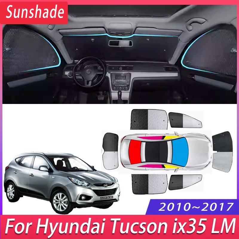 Pelindung matahari mobil, untuk Hyundai Tucson ix35 LM 2010 ~ 2017 2011 isolasi panas pelindung matahari pelindung kaca depan, Aksesori Mobil