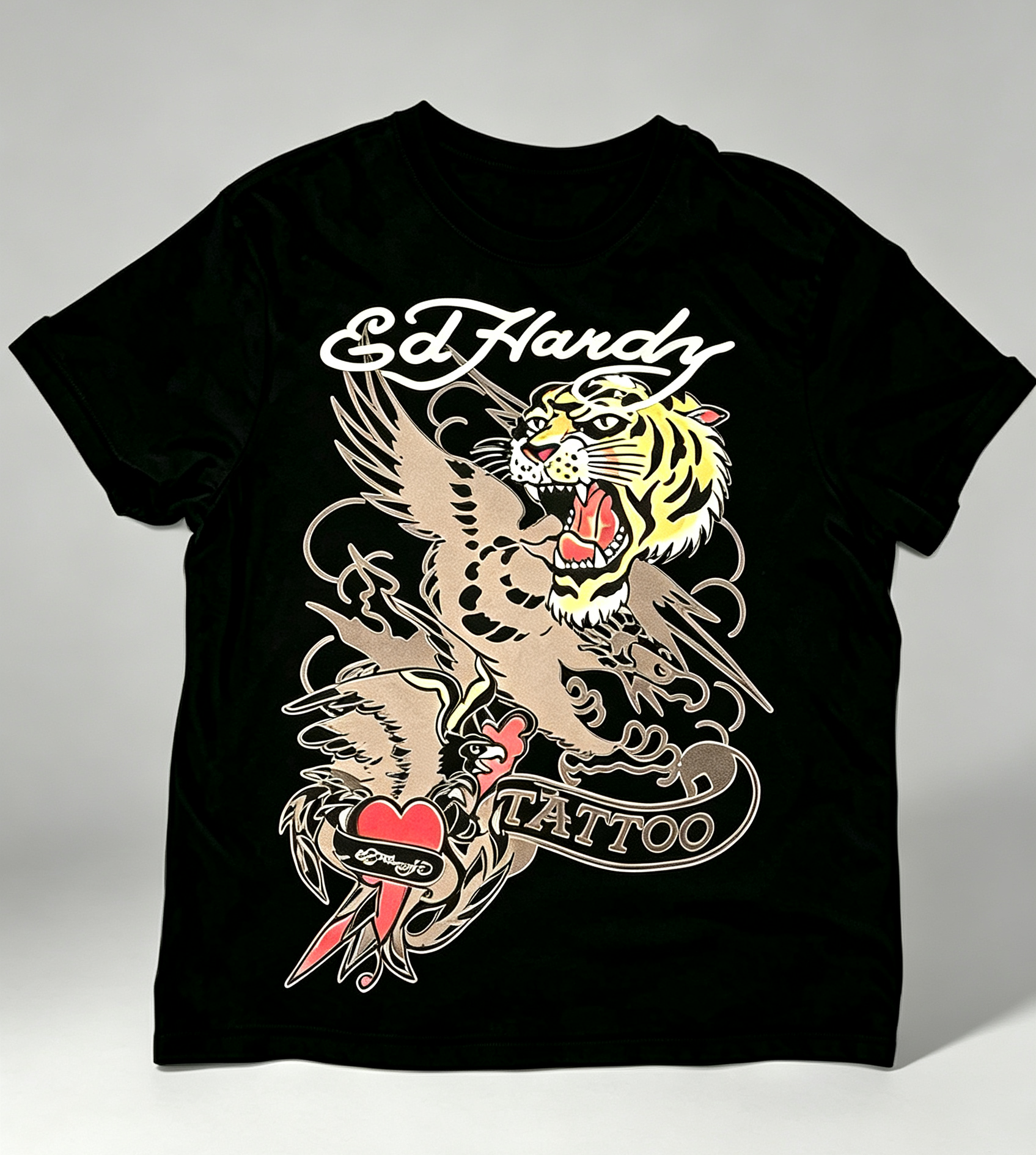 Nouveau haut d'été 2026 à manches courtes imprimé tigre, style rétro américain, tendance streetwear, personnalité, style gothique punk sombre, décontracté et polyvalent