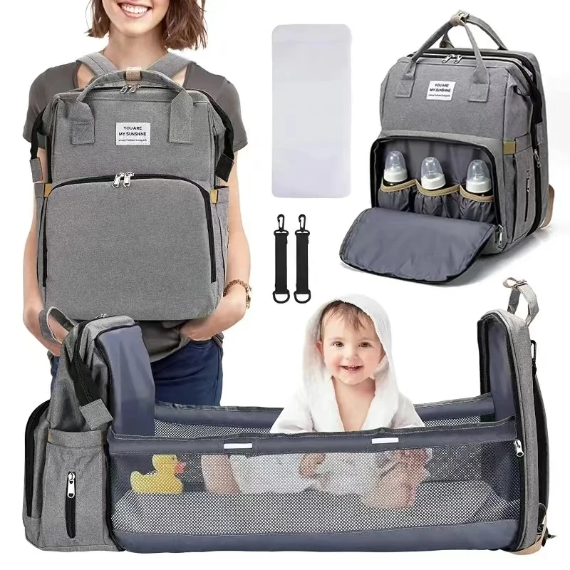 Saco de mamãe leve portátil dobrável berço cama de grande capacidade sacos de maternidade de viagem mochila do bebê feminino mamãe outing saco