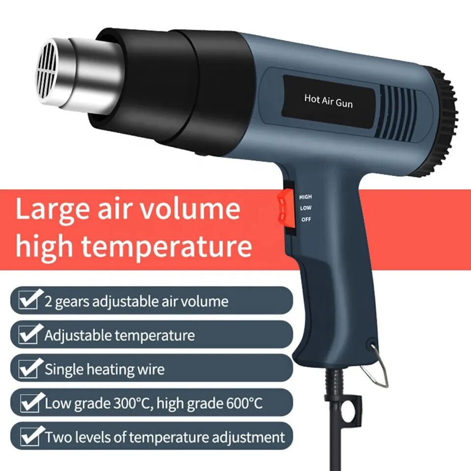 Nueva pistola de aire caliente de 2500W, pistola de calor eléctrica avanzada con temperatura variable, pistola de aire caliente eléctrica con temperatura ajustable, 220V