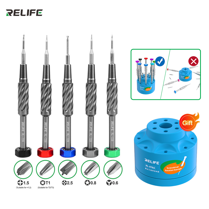 RELIFE-destornillador RL-728 para reparación de ordenadores portátiles, pistola de acero S2, rodamiento silencioso, ddsorción magnética fuerte, teléfono móvil