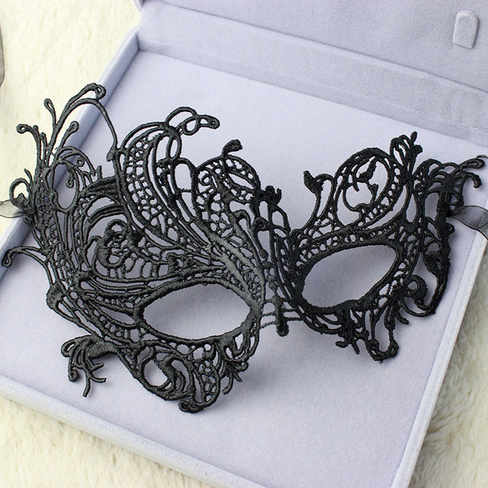 Eye Mask Sexy Lace Venetian Masquerade Ball Halloween Party Fancy Dress Costume Props Lady Black Lace Hollow Face Mask