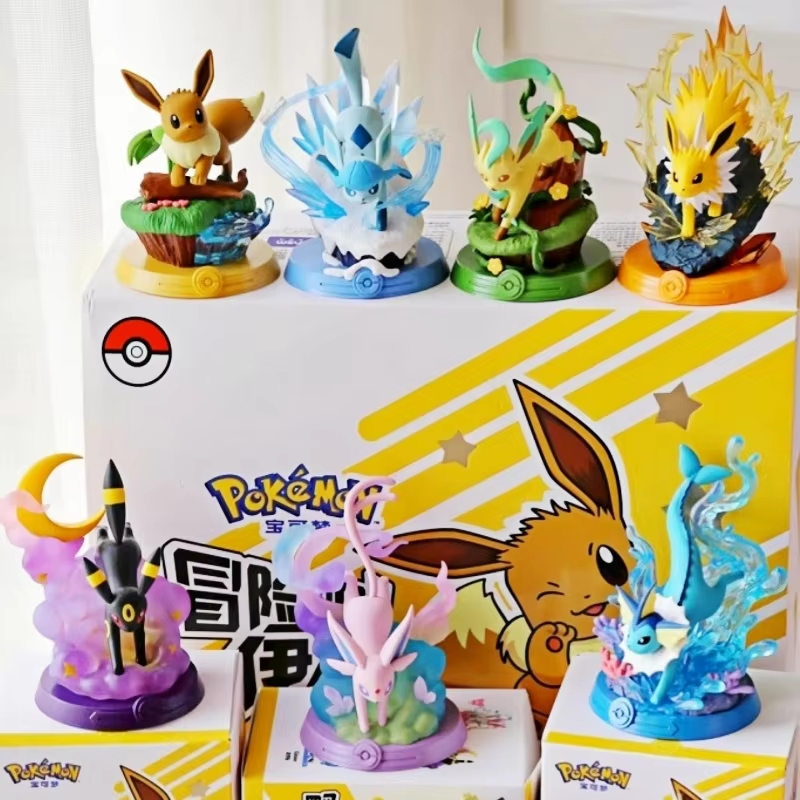 Anime Pokemon Funism Adventure Eevee Family Suit Blind Box Jolteon Sylveon Figurka Akcji Kolekcjonerska Model Zabawka Prezent dla Dzieci Replika