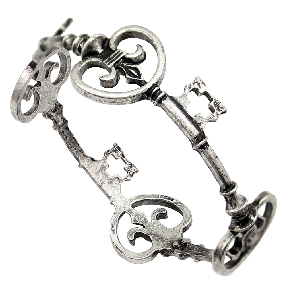Gelang Kunci Kerangka Vintage Victoria untuk Wanita Pria, Gelang Manset Keberuntungan, Perhiasan Anime HipHop Punk, Aksesoris Kreatif