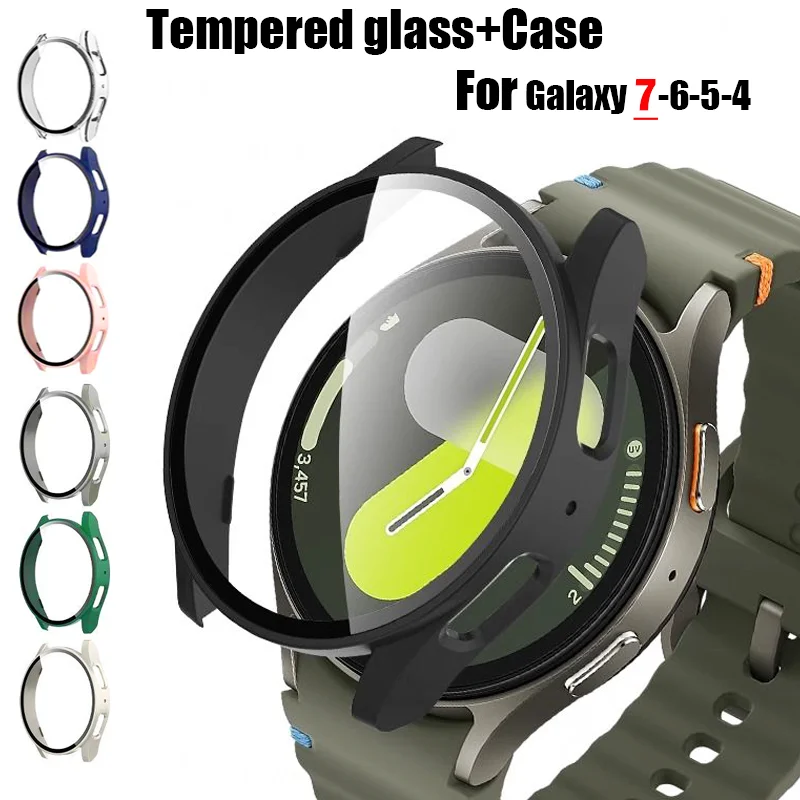 Verre trempé + étui pour Samsung Galaxy Watch 7/6/5/4 couverture 44mm 40mm protecteur d'écran pare-chocs PC complet Galaxy watch 2030