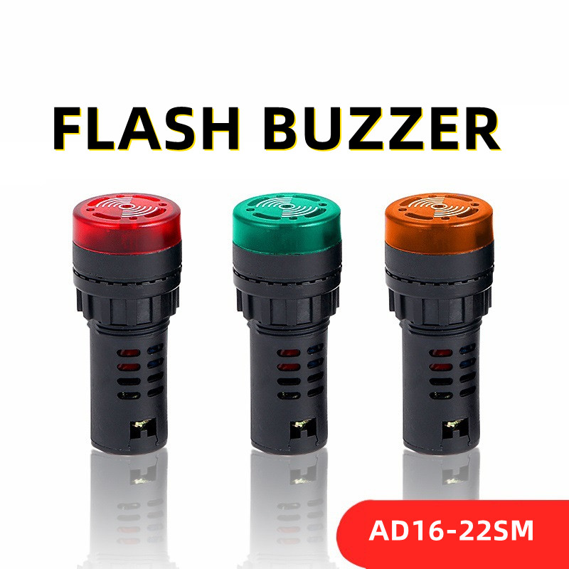 1 unidad AD16-22SM 12V 24V 110V 220V 380V 22mm luz de señal de Flash LED rojo zumbador activo pitido indicador de alarma rojo verde amarillo negro