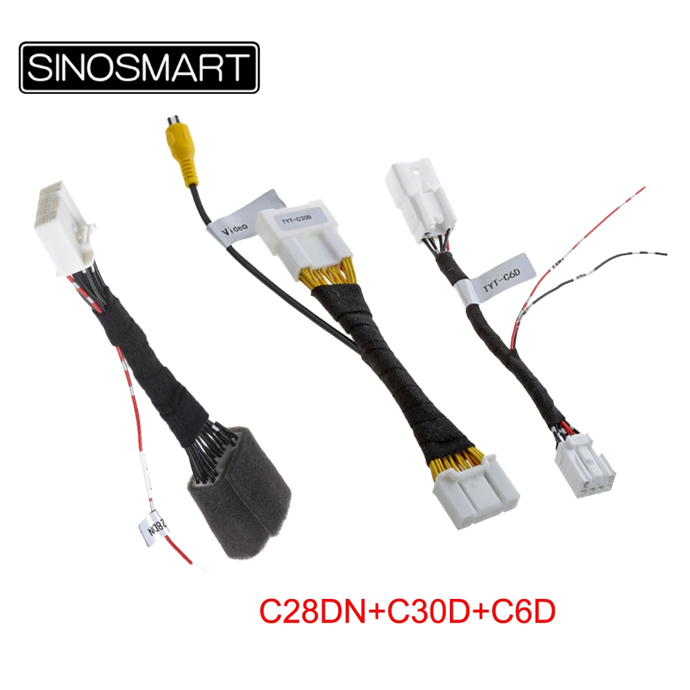 SINOSMART Reversing Camera Cable Adapter for Toyota RAV4 Camry Corolla Prado Avalon C-HR 2019+ 28/30PIN Cable No-Damage C28