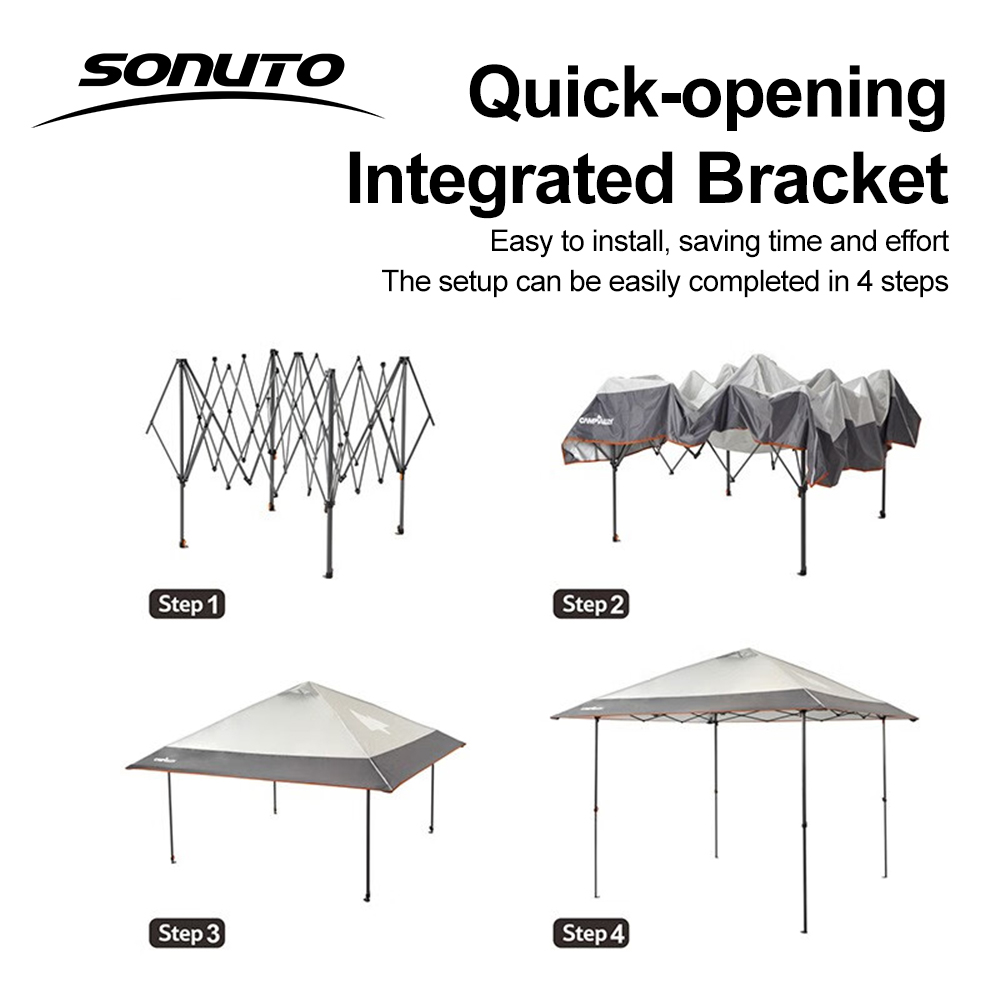 Large Pop-up Camping Gazebo Quick-opening Adjustable Height Canopy Tent with Wheeled Bag Outdoor Sun Shelter for Beach
