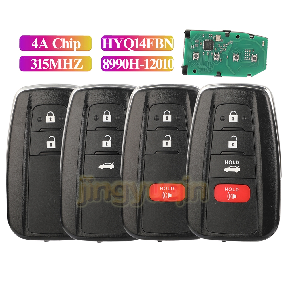 Jingyuqin Remote Full Car Key Fob For Toyota Corolla 2019 2020 2021 2022 2/3/4 Button Smart 8990H-12010 HYQ14FBN 4A Chip 315MHZ