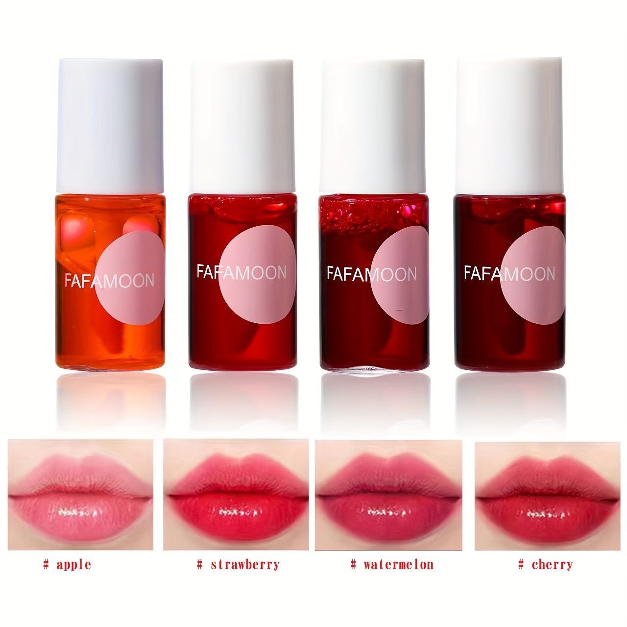 4-kleuren Fruitige Lip Tint Watergloss Tint, Hydraterende Waterdichte Vloeibare Lipstick, Non-stick, Hoog Pigment, Langdurige Kleuren