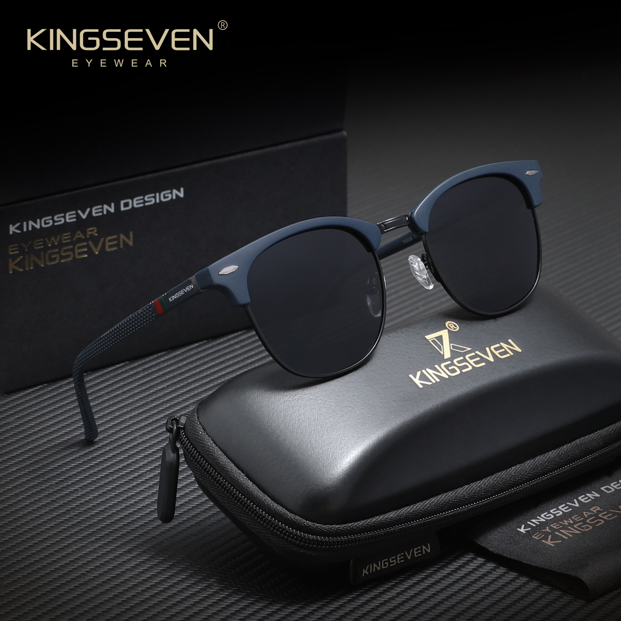 Поляризованные мужские солнцезащитные очки KINGSEVEN, модные очки в оправе для женщин, очки с защитой от UV400, очки для вождения и кемпинга