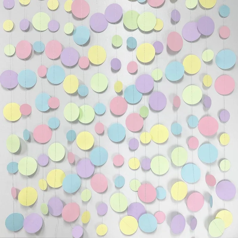Décorations de fête d'anniversaire pour enfants, banderoles en papier à pois, guirxiété circulaire, bleu, violet, rose, vert, confliction pour baby shower, pastel